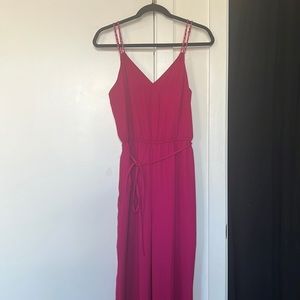 Skies Are Blue Hot Pink/Magenta Jumpsuit with Braided Spaghetti Straps — Size: S